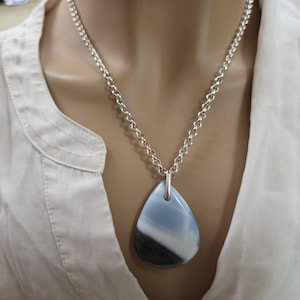 Blue Opal Beach Gemstone Pendant Necklace Green, Genuine Handmade Unique Summer Statement Jewelry, Mom Gift, Boho Style Gift for Her