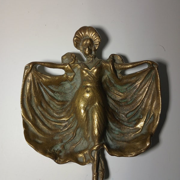 Art Nouveau, brass trinket dish.