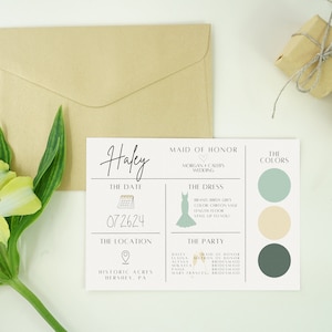 Bridesmaid Proposal Cards, Bridesmaid Box Cards, Bridesmaid Card, Custom Bridesmaid Card Printable, Bridesmaid Info Card, CANVA TEMPLATE