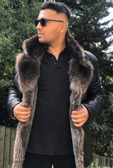 Fur Caravan Men's Luxury Racoon Fur Coat