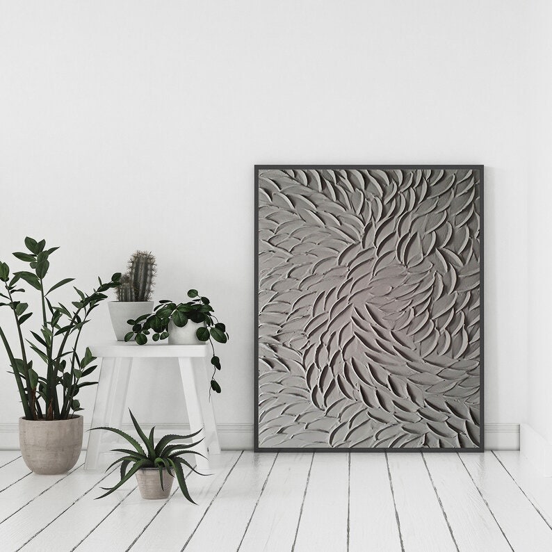 Large Grey Texture Painting Grey Modern Wall Art Wall Decor Minimalist ...
