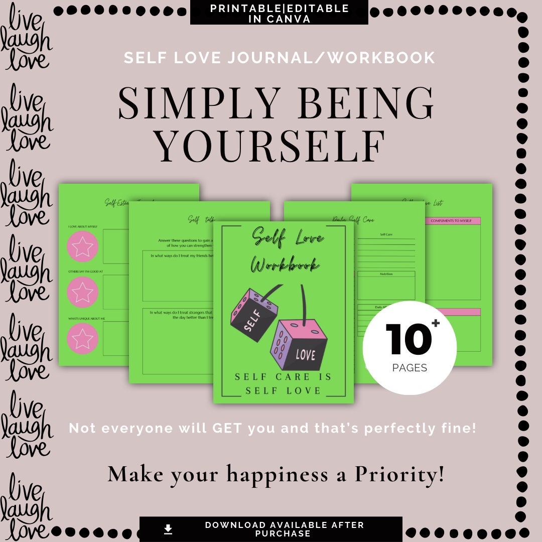 Self Love Workbook, Self Care Journal, Editable Digital Workbook ...