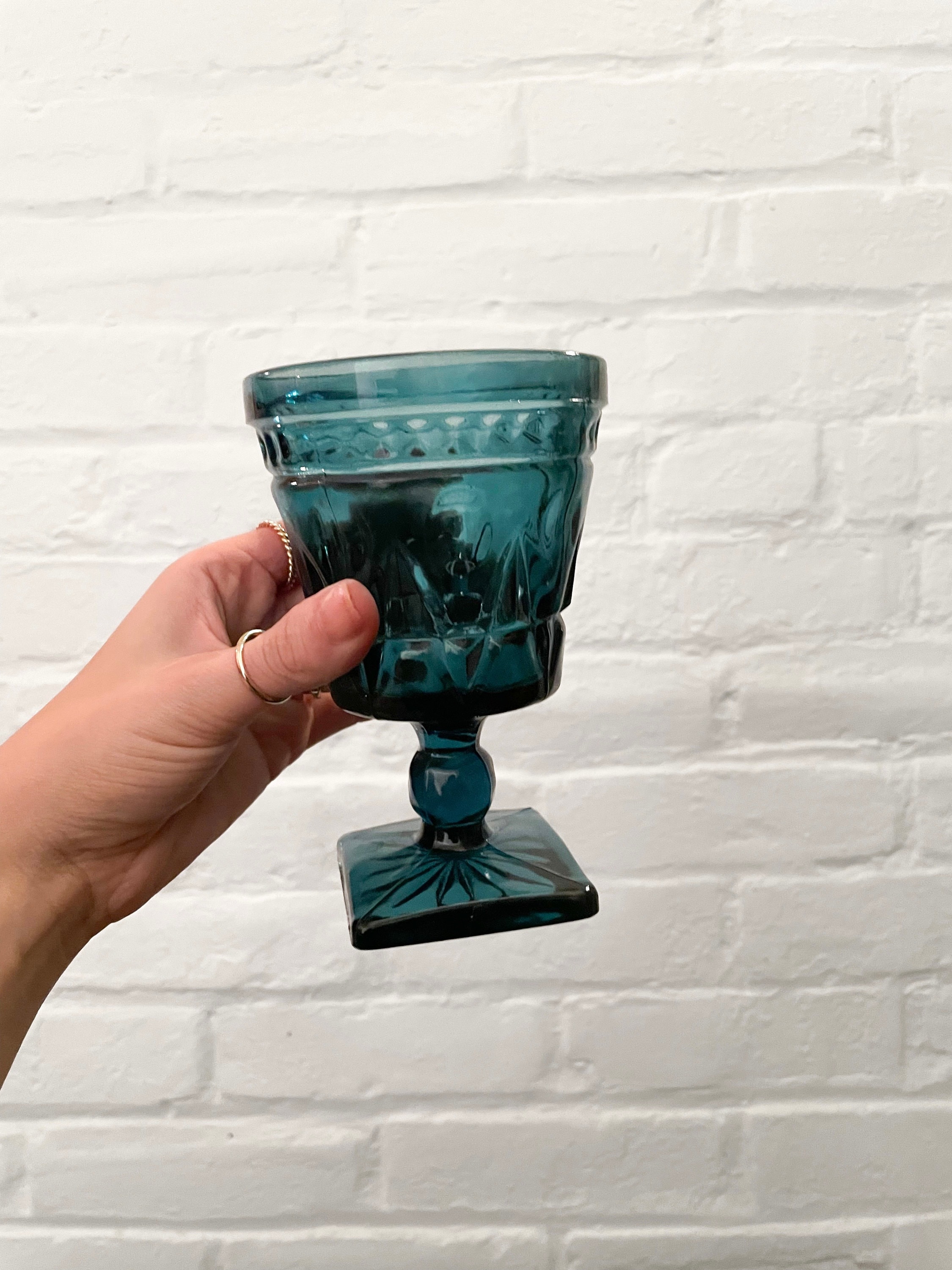 Set of 2 Blue Park Lane Goblets - Indiana Glass, vintage