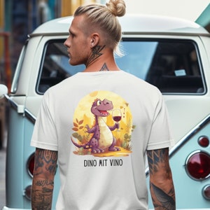 T-Shirt Damen Dino mit Vino, minimalistisches shirt, Geschenk für Freundin, Junggesellinenabschied, Geschenkidee, Vino Tee, Weinfreunde