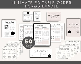 Minimalist Fillable Order Forms Bundle, Clothing Business Bundle, Invoice Template, T-Shirt Order Form, Tumbler Order Form, Craft Order Form