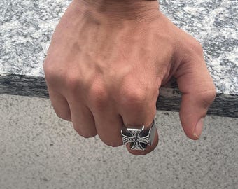Enfants Riches Deprimes Cross Silver Ring | ModeSens