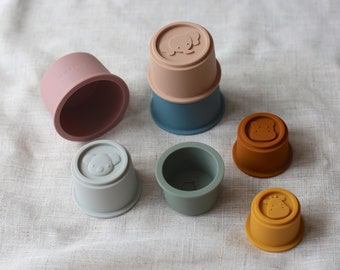 Silicone Stacking & Nesting Cups | Baby Toy, Animal Themed