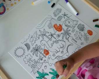Mini Silicone Reusable Colouring Mat with Pens | Toddler Travel Toy | Wipeable & Mess Free Colouring