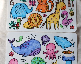 Silicone Reusable Colouring Mat with 12 Pens