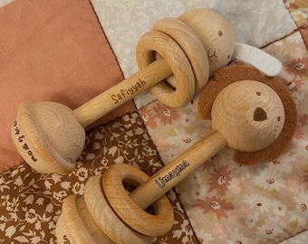 Personalised Wooden Baby Keepsake Rattle