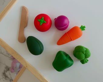 Silicone Cutting Vegetables Toy | Magnetic Pretend Play Food Set | Slice & Snap Veggies