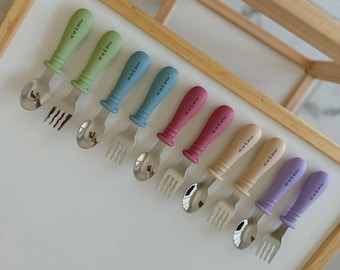 Silicone Fork & Spoon Starter Set For Children and Toddlers