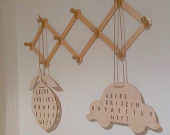 Wooden Alphabet Sign | Scandi Nursery Decor, A to Z Hanging