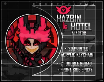 Hazbin Hotel [Pixel Portrait]: Alastor - 2" Double Broad + Front Epoxy Acrylic 3D Keychain [PREORDER]