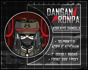 Danganronpa V3 [Pixel Portrait]: Korekiyo Shinguji -  2" Double Broad + Front Epoxy Acrylic 3D Keychain