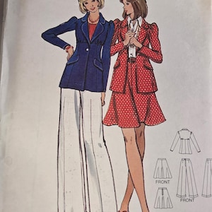 Butterick 3075 Size 11JP Bust 34" Junior Petite Suit Jacket, Skirt & Pants Pattern
