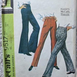 McCalls 9517 missers lange broek jaren 1970 in drie versies vintage naaipatroon taille 25 1/2"