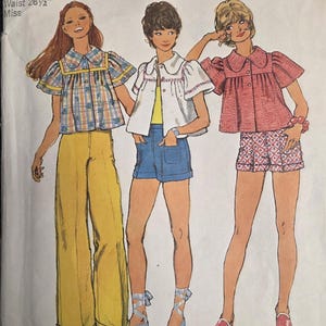 Simplicity 5634 Size 12 Bust 34 1970s Misses&#39; Smock-Top, Pants and Shorts Pattern