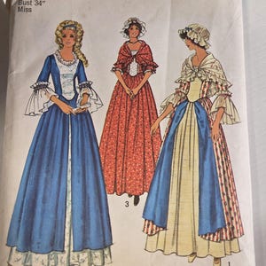 Simplicity 6787 Misses&#39; Costume Two Piece Dress, Cap, and Shawl Size 12 Bust 34 Inches 1970s Pattern