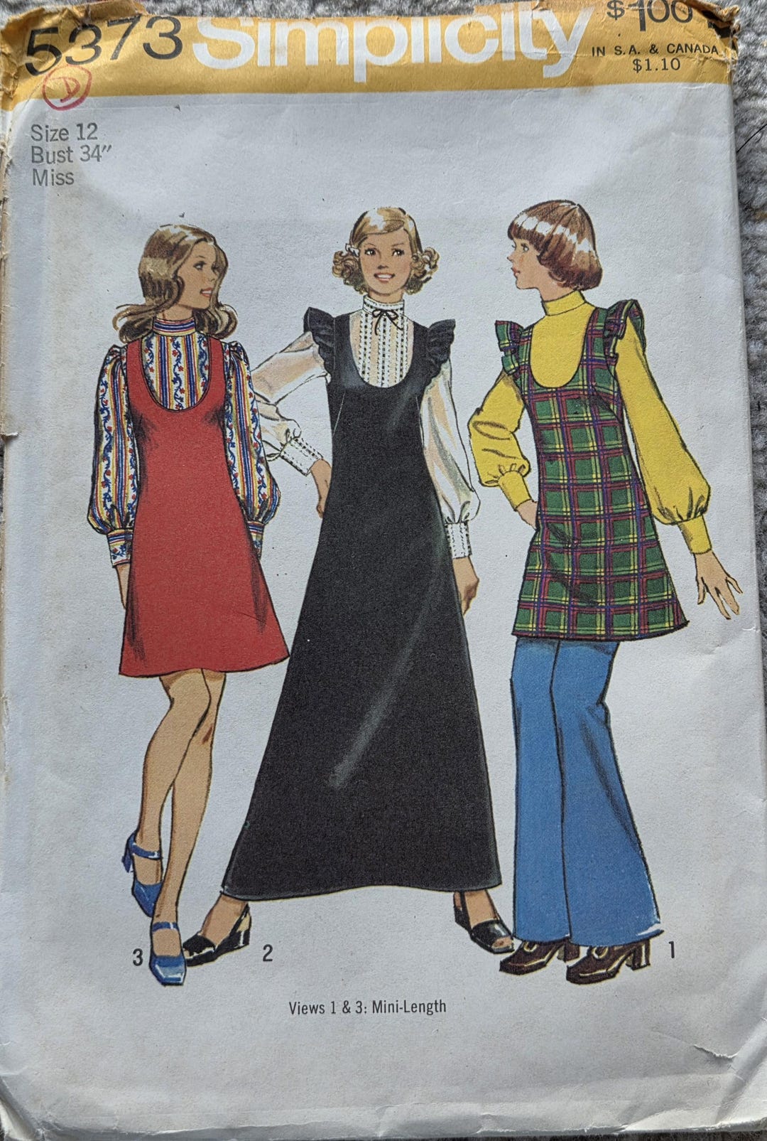 Simplicity 5373 Misses' Jumper in Two Lengths and Blouse Size 12 Bust ...