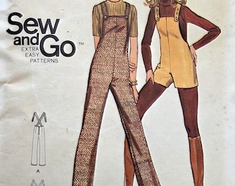 Patrón de costura vintage para mono semiajustado de señora Butterick 6326, talla 12, busto 34, años 70