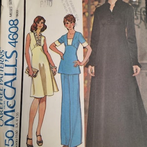 McCall&#39;s 4608 Size 12 Bust 34 1970s High Waisted Dress, Top and Pants Pattern