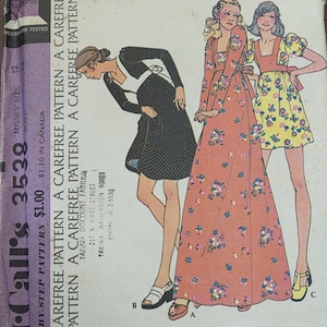 McCall&#39;s 3538 Misses&#39; Size 12 Bust 341970s Dress Pattern