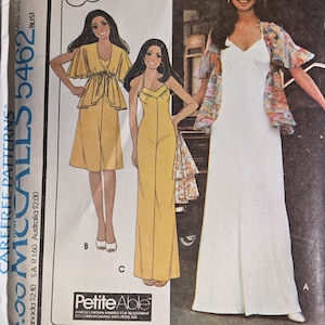 McCall&#39;s 5462 Size 12 Bust 34&quot; 1970s Mario&#39;s Corner Carefree Stretch Knit Jumpsuit and Cover-Up Pattern