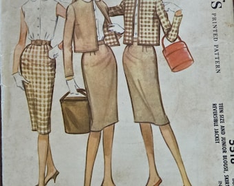 McCall's 5518 Modello per abito da ragazza tre pezzi taglia 14T busto 34 anni '60