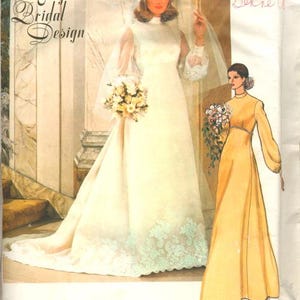 Vogue Vintage 1488 Wedding Bride and Bridesmaids  Dress Size 12 Bust 34 1970s Pattern