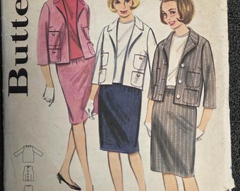 Butterick 3182 Taglia 14 Busto 34 Completo due pezzi e camicetta Modello anni '60