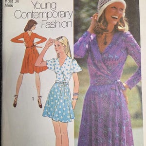 Simplicity 9813 Size 12 Bust 34 1970s Pattern Wrap Around Blouse