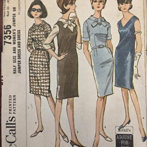 May include: Vintage McCall's sewing pattern 7356 for half-size women's jumper or dress. The pattern features illustrations of four different dress designs. The pattern includes bust sizes 33-35 inches.