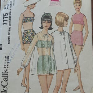 McCall&#39;s 7775 Misses&#39; Size 14 Bust 34&quot; Bathing Suit, Shirt, and Pants 1960s Pattern