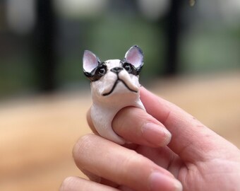 French Bulldog Ring with Open Adjustable Band