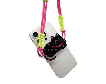Cat Phone Clip – Braided Shoulder Strap, Universal Fit