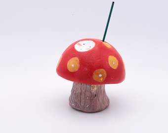Handmade Mushroom Incense Holder: Whimsical Polymer Clay Art