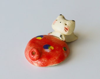 Adorable Ceramic Cat Chopstick Rests, Handmade, Japanese Style