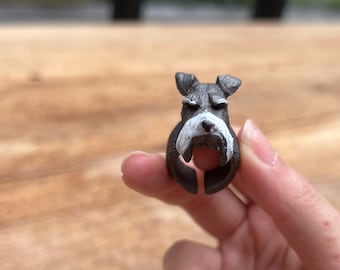 Schnauzer Ring with Open Adjustable Band