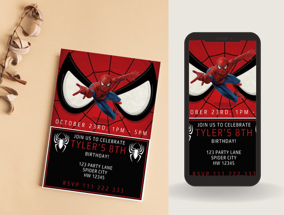 Digital SPIDERMAN Birthday Invitation. Etsy