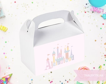 Retro Theme Park Gift Box Printable Editable Pastel Disneyland Gift Box Printable Vintage Disney Land Gift Box Printable CustomCastle