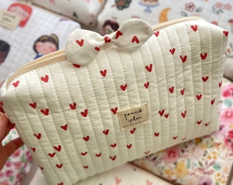 Cute heart Makeup Pouch |  Makeup Bags | Handmade Makeup Bags | Organizer Pouch | Quilting Bags | Toiletry Bag | Travel Bag