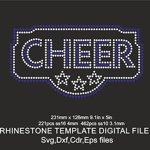 Cheer Rhinestone SVG Template | Digital Download for Cheer Shirts | SS10 & SS16 Hotfix Design | DIY Cheerleader Iron-On Design