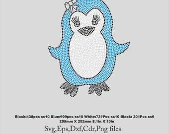 Animal Rhinestone Template, Kids shirt svg, Penguin svg file for Cricut rhinestone template rhinestone ss10 Download File svg eps png dxf
