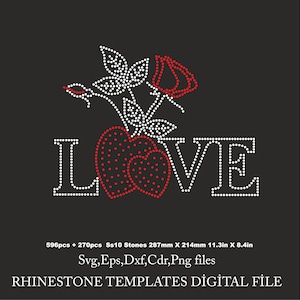 Valentine&#39;s Day Rhinestone Template,Love Rhinestone, Heart Rhinestone Cricut rhinestone template rhinestone ss10 Download File svg