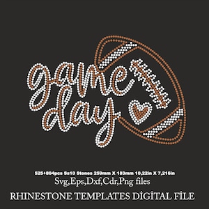 Game Day Rhinestone Template, game shirt svg, Football ss10 for Cricut rhinestone template rhinestone  Download File svg eps png dxf cdr