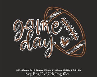 Game Day Rhinestone Template, game shirt svg, Football ss10 for Cricut rhinestone template rhinestone  Download File svg eps png dxf cdr