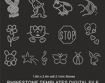 Rhinestone Template, Small,animal,rabbit,kitty,fish,butterfly,flower rhinestone template, rhinestone ,ss6  Download File svg eps png dxf cdr