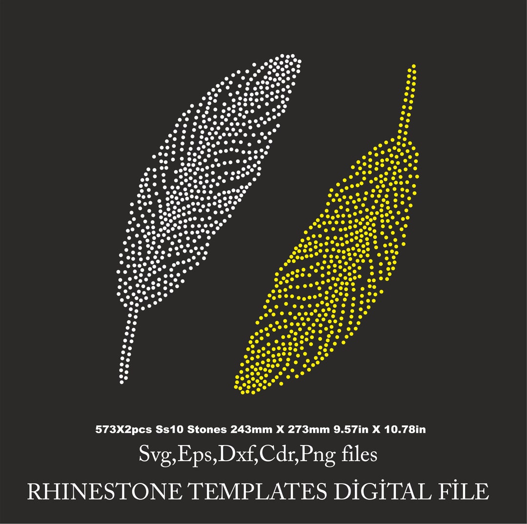Feather Rhinestone Template SVG, Cut File, Ss10 Rhinestone , Crd Pdf ...