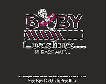 Baby loading Rhinestone Template, Baby loading svg, Baby shirt svg, Pregnant svg, Pregnancy announcement svg, Baby loading cut file